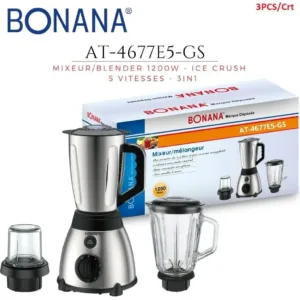 bonana Blender mixeur smoothie avec deux bols inox et verre + moulin d'épices / 5 Vitesses - 3 en 1
